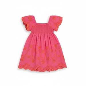 Zara Pink and Orange Kids Eyelet Casual Dress 4Yrs Old